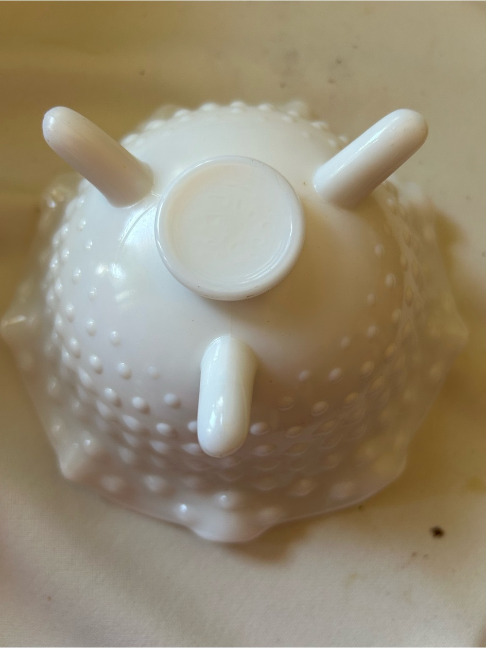 White Hobnail Milk Glass Footed Bowl